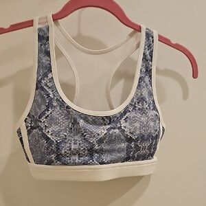 Roberto Cavalli Blue and White Snakeskin Sports Bra